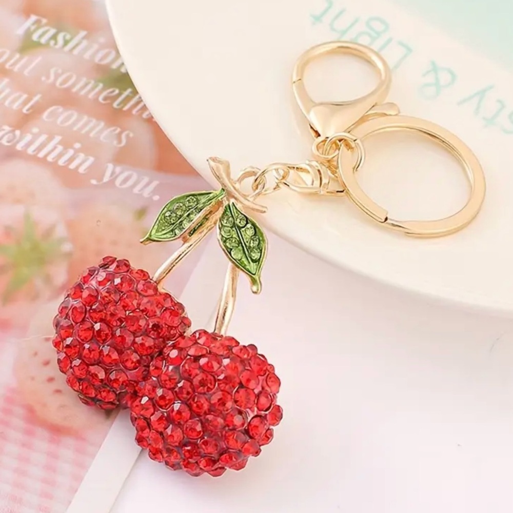 NWT - Red Cherry with Gold Accents Purse Charm